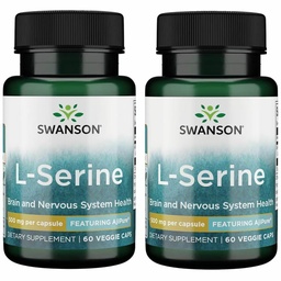 Swanson Ajipure L-Serine - 脳の健康と神経系機能をサポートするアミノ酸サプリメント - 認知機能を促進する天然式 - (60ベジギーカプセル、500mg各)(2パック)