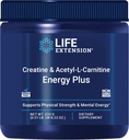 Life Extension Creatine Acetyl-L-Carnitine Energy Plus, Energy Support Supplement, creatine monohydrate, Acetyl-L-carnitine, Gluten-Free, Non-GMO, Vegetarian, 30 Servings