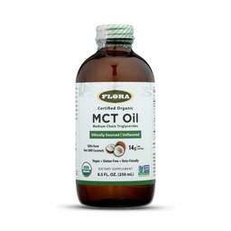 フローラ - MCTオイル認定オーガニック - 筋肉エネルギーと脳の健康をサポート - C8カプリル酸&C10カプリル酸 - 非GMO、グルテンフリー、ビーガン&ケトフレンドリー - 8.5 fl。 oz。 ガラスボトル