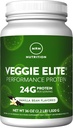 MRM Nutrition Veggie Elite Performance Protein | Vanilla Bean Flavored| Plant-Based Protein| Easy to Digest | with BCAAs| Vegan + Gluten-Free | Clinically Tested| Digestive enzymes | 30 Servings