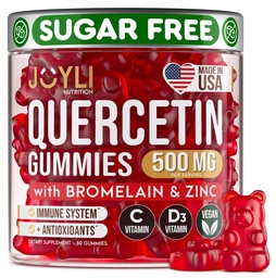 JOYLI Quercetin グミー - Bromelain亜鉛ビタミンCとビタミンD3 - Quercetinは免疫システムとアレルギーのための500MGを補います - 子供と大人のためのケルセチン - 60ケルセチンChewable