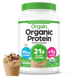 Orgainオーガニックビーガンプロテインパウダー、アイスコーヒー - 21g植物タンパク質、カフェインの60mg、ローネット炭水化物、無糖、非GMO、シェイクス&スムージー、2.03ポンド