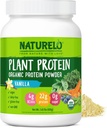 NATURELO Plant Protein Powder, Vanilla, 22g Protein - Non-GMO, Vegan, No Gluten, Dairy, or Soy - No Artificial Flavors, Synthetic Coloring, Preservatives, or Additives - 20 Servings