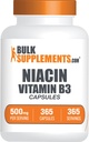 BulkSupplements.com Niacinカプセル - Niacinサプリメント、ビタミンB3 - グルテンフリー、1カプセル/サービング、365カプセル(1パック)