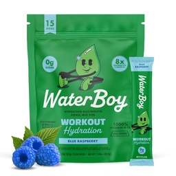 ウォーターボーイ ワークアウトのHydration | 2,960mg 砂糖 無料の電解質の粉のパケット | L-グルタミン + ビタミン | 砂糖、すべての自然、グルテンフリー | 15 ドリンク スティック ミックス (ブルー ラズベリー)