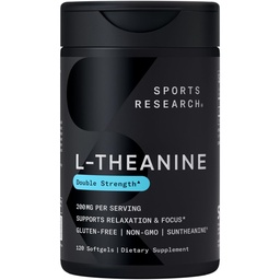 スポーツの研究の二重強さL-Theanineの補足-焦点、弛緩及び警戒のためのSuntheanine Softgels-ココナッツ油、非GMO及びグルテンフリー- 200mg、120の計算となされる非眠気サポート