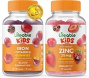 Lifeable Iron & Vitamin C Kids + Zinc 25mg Kids, Gummies Bundle - Great Tasting, Vitamin Supplement, Gluten Free, GMO Free, Chewable Gummy