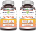 Amazing Formulas Berberine 1000mg Per Serving Capsules Supplement | Non GMO | Gluten Free | Made in USA (120 | 2 Pack)