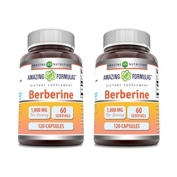 アメイジングフォーミュラ ベルベリン 1000mg/サービングカプセルサプリメント | 非GMO | グルテンフリー | アメリカ製 (120 | 2パック)