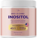 女性4100mg(40:1比)のためのQSTA Myo-Inositol&D-Chiro Inositolサプリメント - PCOSマルチビタミンと9-in-1ホルモン&メタボリックサポート。 ホルモンのバランスのためのイノシトールの粉の補足