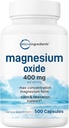 Magnesium Oxide 400mg, 500 Capsules | Elemental Form for Max Concentration | Supports Calm, Muscle & Nerve Health | Non-GMO