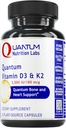 Quantum Nutrition LabsビタミンD3とK2サプリメント - 女性&男性のための骨と心の健康サポート、5000 IU、ビーガンビタミン、カルシウム吸収性、グルテンフリー - 30植物ベースのカプセルを可能に