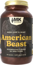 MKはアメリカの獣を補います, アスリートのためのビソンオルガンサプリメント, サポート強度, 持久力 & 回復, 凍結乾燥, 非GMO, ビソン肝臓 & ビソンハート, 30 サービング (3,000 mg 各)