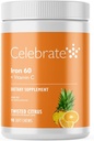 Celebrate Vitamins Iron Supplement with 60mg Iron & Vitamin C – Citrus Chewables for Bariatric Patients, Gastric Bypass & Sleeve Gastrectomy Support – 30 Tablets for Post-Surgery Health Maintenance