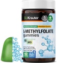 BIO KRAUTER L Methylfolate グミ - 25 mg DFE - 60 ビーガン咀嚼 - MTHF サプリメント - 葉酸サプリメント - 葉酸グミ (ビタミンB9) - ゼラチンフリーフォーミュラ