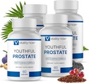Youthful Prostate -Saw Palmetto for Men, Boosts Energy with Panax Ginseng, Antioxidant Protection, Vitamin E &amp; Lycopene, Promotes Vitality &amp; Well-Being - Prostate Supplement (Pack of 4)