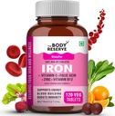 Iron Plus for Women (Plant Based, Chelated Iron, Folic Acid, VIT C, B12, B9, Spinach, Beetroot Extract) - High Absorption, Supports Blood Building, Energy & Immunity, 100% RDA, 120 Tablet