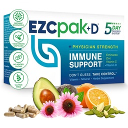 Echinacea、ビタミンC、亜鉛及びビタミンDが付いているEZCのパック5日の免疫システム ブースター-大人のための先を細くされた免疫サポート補足-サポート免除、容易な旅行サイズの補足のパック