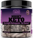 Clean+Lean Night Keto: はじめてのKetogenic脂肪質のバーナー及び睡眠の援助  BHB Ketones + MCTオイルのエキス+ビタミン及び鉱物  24 HRの食事療法の睡眠の大きいLoseの重量 すべての自然及びGF   60の帽子