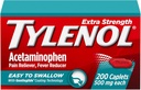 Tylenol Extra Strength Easy to Swallow Acetaminophen, Pain Reliever & Fever Reducer Coated Caplets for Adults with Gentleglide Technology, 500 mg Extra Strength Acetaminophen, 200 ct