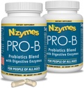 Nzymes® Pro-B Probiotics and Digestive Enzymes for Digestive Balance, Better Digestion, Indigestion, and Constipation (180 Total Caplets) - Made in The USA