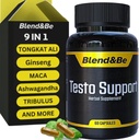 Blend&Be Testoサポート | オールインワンハーブ栄養補助食品 | トンカットアリ、フェヌグリーク、ジンセン、マカ、アシュワガンダ、スピルリナ・トリブラス、ブラックシード、シナモン。 + ★無料電子書籍 ★