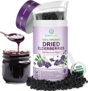 USDA Organic Dried Elderberries 1lb Bulk (Safest Packaging, Resealable Bag, BPA-Free Scoop) Natural, non-irradiated, Raw Whole Black Elderberry, Immune Support, Make Sambucus Elderberry Syrup, 1 Pound