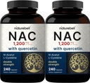 2 Pack NAC Supplement (N-Acetyl Cysteine) with Quercetin, 1,200mg Per Serving, 480 Capsules | Double Strength Antioxidant Support for Immune, Liver, & Lung Health – Non-GMO