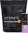 Sports Research® Hydrate Electrolytes Powder Packets - Sugar-Free & Naturally Flavored with Vitamins, Minerals, and Coconut Water - Supports Hydration - 16 Packets - Passion Fruit