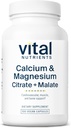 Vital Nutrients Calcium and Magnesium | Citrate and Malate Complex | Vegan Supplement | Support Bone Strength, Muscle and Cardiovascular Health* | Gluten, Dairy and Soy Free | Non-GMO | 100 Capsules
