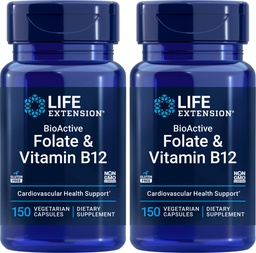 ライフエクステンションBioActive Folate&ビタミンB12、150ベジタリアンカプセル(2)、非GMO、グルテンフリー