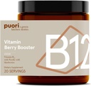 Puori Vegan Vitamin B12 Berry Booster Powder - 20 Servings - B12 with Nordic Wild Blueberries – High in Flavonides - for Normal Energy Production and Metabolism - Dairy-Free, Vegetarian, Non GMO