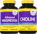 InnovixLabs Choline & Magnesium Bundle Choline Bitartrate 550mg (100 Capsules) Advanced Magnesium (150 Capsules). Supports Memory, Mood, Brain Health & Boost Cognitive.*
