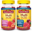 Nature Made Multivitamin Gummies Combo Pack for Him & Her, Tasty Men & Womens Multivitamin with Vitamin C, Vitamin D3, B Vitamins, Zinc & More, Two Multivitamin Bottles