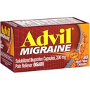 Advil Migraineの痛みのRelieverのSolubilized Ibuprofen 200mgの80の計算、液体によって満たされたカプセル、強力な片頭痛の救助