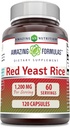 Amazing Formulas Red Yeast Rice 1200mg Per Serving Capsules Supplement | Non-GMO | Gluten Free | Made in USA (1 Pack, 120 Count)