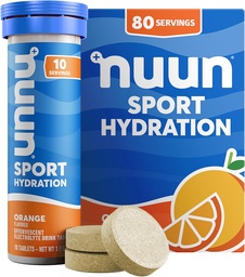 Nuunのスポーツ マグネシウム、カルシウム、カリウム、塩化物及びナトリウム、グルテンフリー及びビーガン、オレンジ、8パック(合計80のサービング)が付いている電解物のタブレット