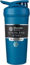 BlenderBottle Stradaのシェーカーのコップはワイヤー ウィスク、24Ounce、青が付いているステンレス鋼の水差しを絶縁しました