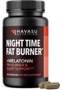 Night Time Fat Burner Capsules for Men and Women - Appetite Suppressant for Weight Loss with White Kidney Bean - 60 Count - Metabolism Booster with Melatonin for Sleep Support - 2-Month Supply