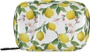 Watercolor Floral Lemon Pill Box 7 Day Pill Case Travel Pill Organizer Bag with Zipper Portable Weekly Case Compact Size for Vitamin Supplement Holder