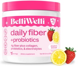 女性のためのBelli Welli繊維の補足&Menの加えられたコラーゲン、Electrolytes&Probiotics、Bloat無し、constipation&Gutの健康サポート(いちごLemonade)が付いている有機Acaciaからの優れた毎日の繊維の粉
