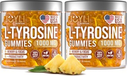 2パック - JOYLI L-チロシングミー1000MG - 砂糖のないビーガンフォーカスサプリメント & 子供と大人のための気分のサポート - 500mg /ガミー - 記憶のための眠りのグミー, エネルギー & ウェルネス - 60 パックあたりPC