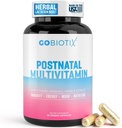GOBIOTIX Postpartum Vitamins for Breastfeeding Moms - Postnatal Lactation Supplement with Organic Herbs, Minerals, Nutrients for New Mothers and Baby - Postpartum Essentials, Non GMO, Vegan, 60 Caps