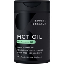 ココナッツオイルからスポーツリサーチKeto MCTオイルピル | バーン&ボディ用Keto燃料 - 非GMO検証済み、大豆&グルテンフリー液体ソフトジェル(240カウント)