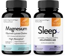Sandhu's Magnesium Glycinate Lysinate Easy to Swallow 120 Capsules & Sleep 60 Capsules –Non-Habit Forming 5-in-1 Sleep Aid Supplement| Supports Restful Sleep, Muscle & Heart Health | Made in USA