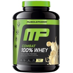 MusclePharm Combat 100%の乳清蛋白質の粉、バナナ ミルクの味、Whey蛋白質の隔離剤、女性及び人のための高い蛋白質の粉、グルテンフリーの5 lb、70のサービングとの速い回復及び筋肉利益