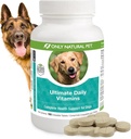 Only Natural Pet Ultimate Daily Vitamins - Complete Multivitamin Supplement for Dogs Balanced Health & Vitality - Senior Small & Large Canine Food Immune Digestive Support -180 Soft Chews Tablets
