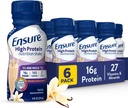 Ensure High Protein Vanilla Nutrition Shake with Fiber, Ready to Drink, 16g Protein and 27 Vitamins and Minerals, 8 fl oz, 6 Pack