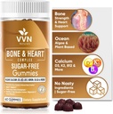 Vegan Calcium Gummies K2 Vitamin Supplement with MK-7 & Vitamin D3, Magnesium & 13 Trace Minerals, Supporting Bone Density | Plant Based | B12 - Bone & Heart Complex, 60 ct.