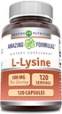 アメージングフォーミュラ L-Lysine 500 mgカプセルアミノ酸サプリメント | 非GMO | グルテンフリー | 米国製 (120 カウント)